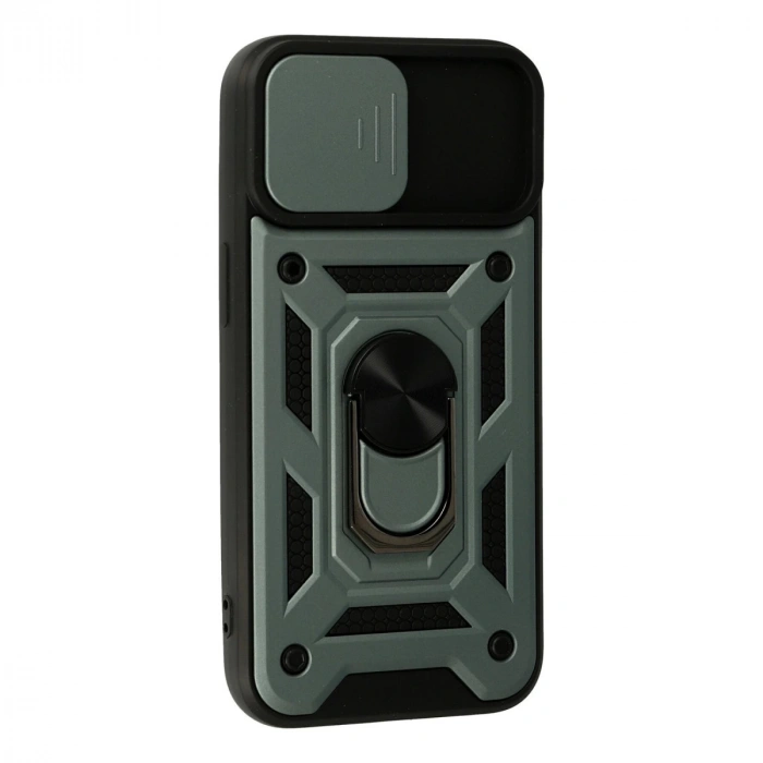 İphone 13 Kılıf Pars Lens Yüzüklü Silikon - Yeşil