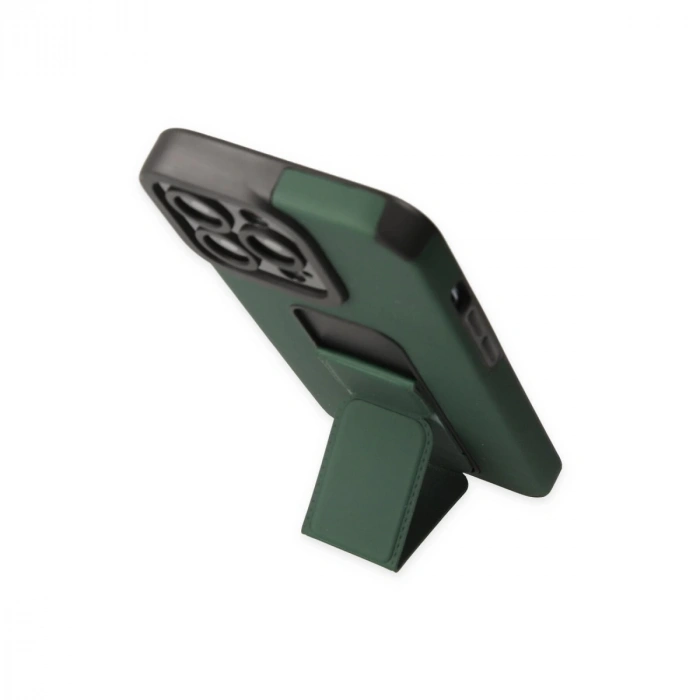 İphone 13 Pro Kılıf Mega Standlı Silikon - Yeşil