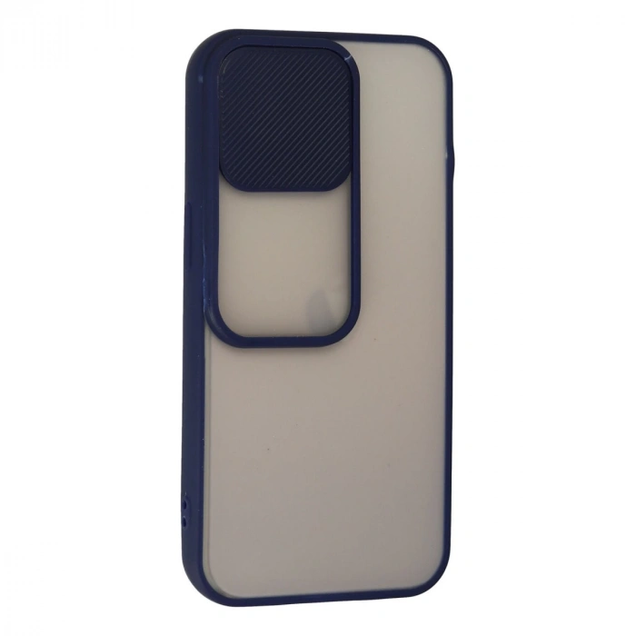 İphone 13 Pro Kılıf Palm Buzlu Kamera Sürgülü Silikon - Lacivert