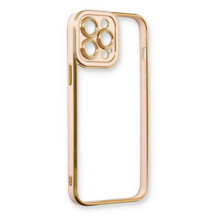 İphone 13 Pro Max Kılıf Liva Lens Silikon - Pudra