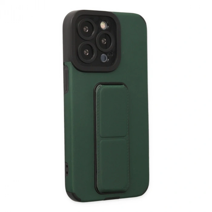 İphone 13 Pro Max Kılıf Mega Standlı Silikon - Yeşil