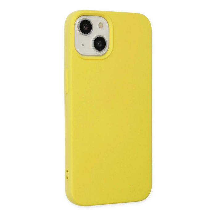 İphone 14 Kılıf Nano İçi Kadife Silikon - Sarı