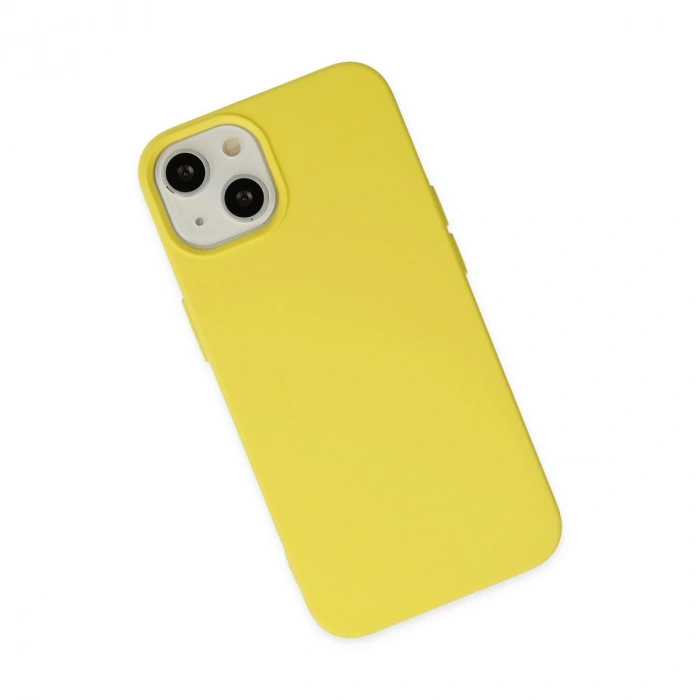 İphone 14 Kılıf Nano İçi Kadife Silikon - Sarı