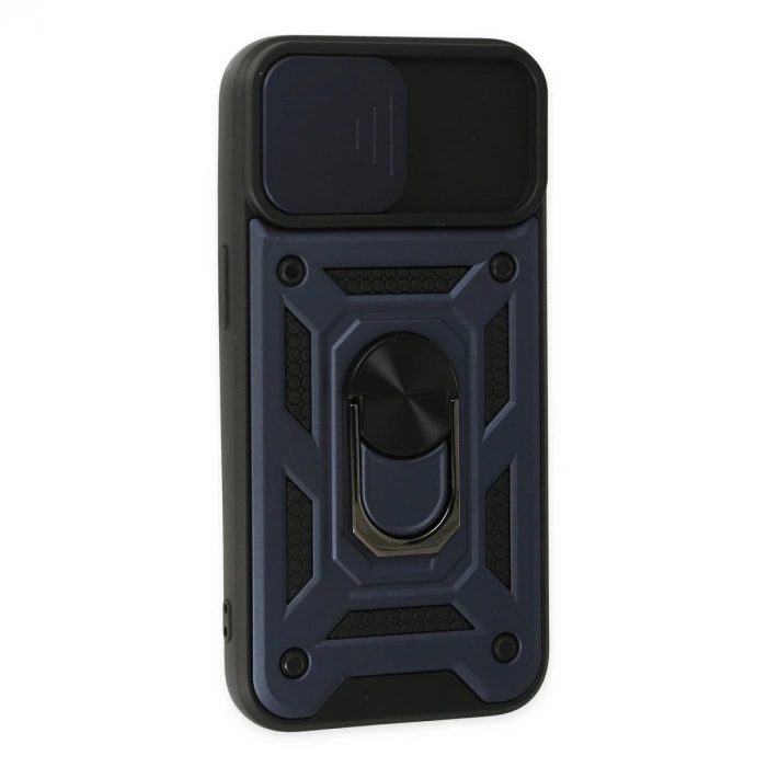 İphone 14 Kılıf Pars Lens Yüzüklü Silikon - Lacivert