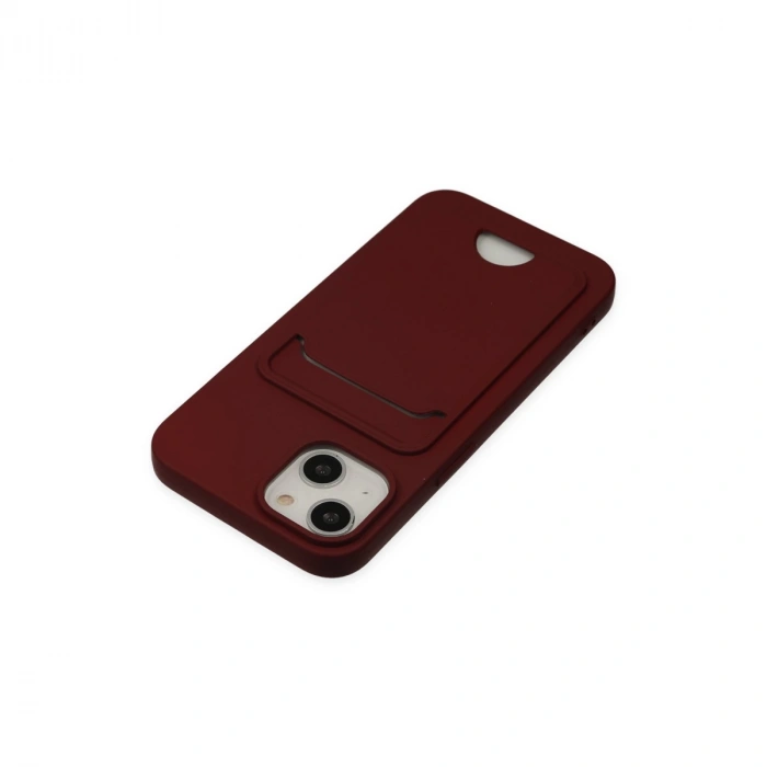 İphone 14 Plus Kılıf Kelvin Kartvizitli Silikon - Bordo