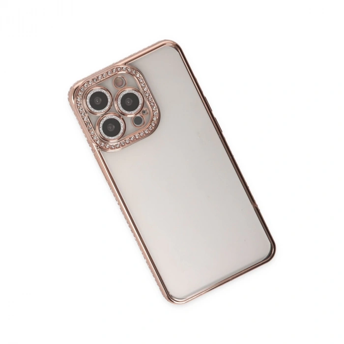 İphone 14 Pro Kılıf Joke Taşlı Silikon - Pembe