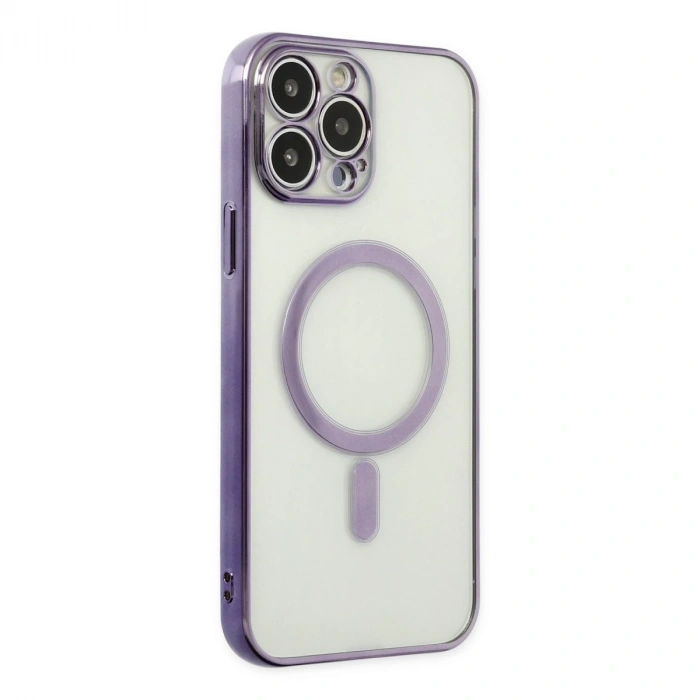 İphone 14 Pro Kılıf Magneticsafe Lazer Silikon - Mor