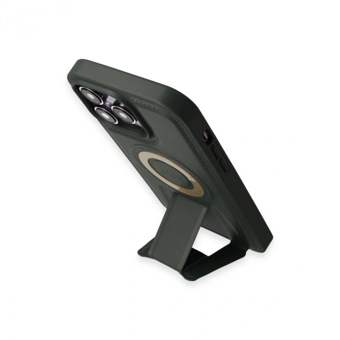 İphone 14 Pro Kılıf Merkür Magneticsafe Standlı Kapak - Koyu Yeşil