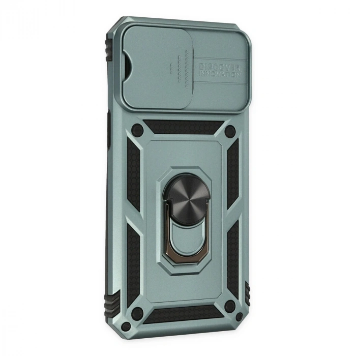 İphone 14 Pro Kılıf Pars Lens Yüzüklü Silikon - Yeşil