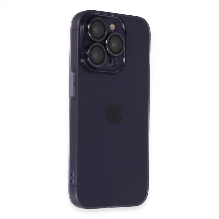 İphone 14 Pro Max Kılıf Luko Lens Silikon - Derin Mor
