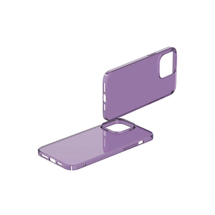 İphone 14 Pro Max Kılıf Pc Sert Şeffaf Kapak - Mor