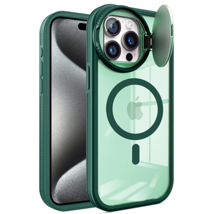 İphone 14 Pro Max Kılıf Teleskop Lens Magsafe Silikon Kapak - Koyu Yeşil