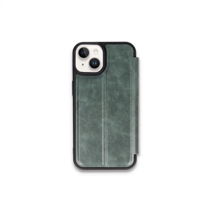 İphone 15 Kılıf Flip Cover - Koyu Yeşil