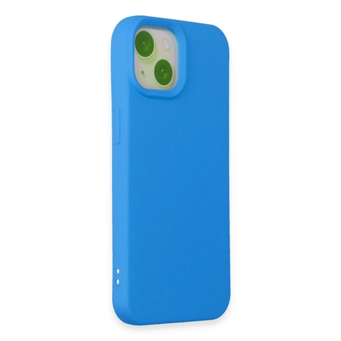 İphone 15 Kılıf Nano İçi Kadife Silikon - Mavi
