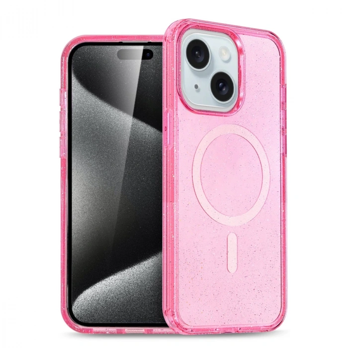 İphone 15 Plus Kılıf  Magsafe Kapak - Pembe