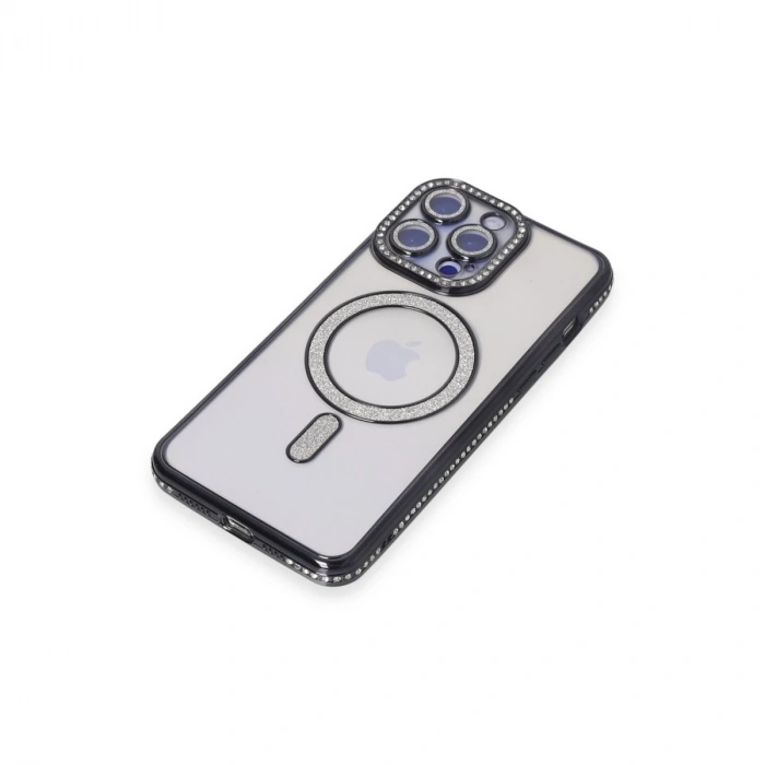 İphone 15 Pro Kılıf Joke Simli Magneticsafe Kılıf - Siyah