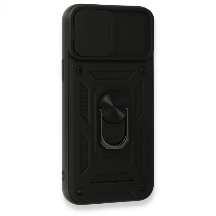 İphone 15 Pro Kılıf Pars Lens Yüzüklü Silikon - Siyah