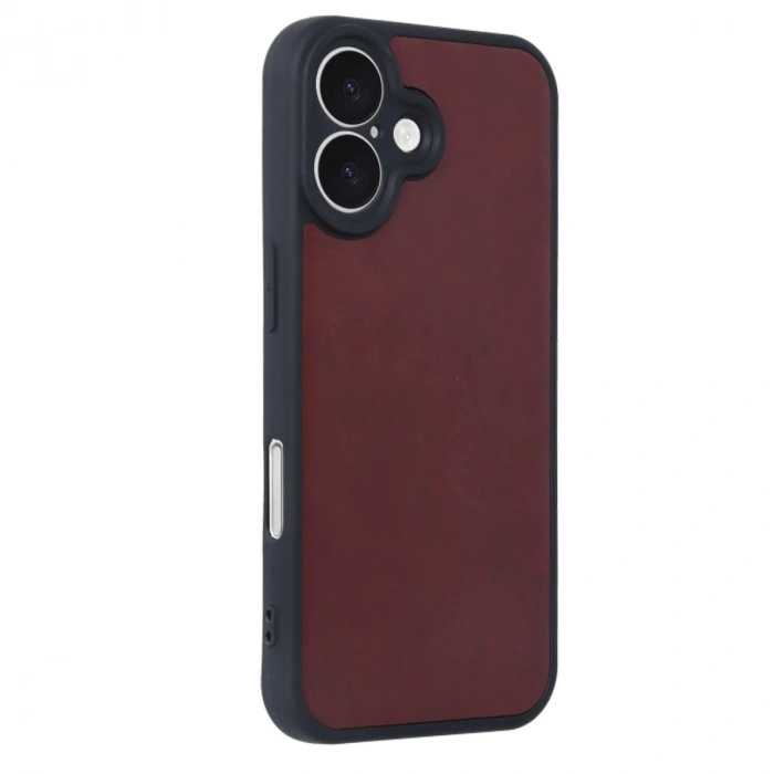 İphone 16 Kılıf Aras Deri Kapak - Bordo