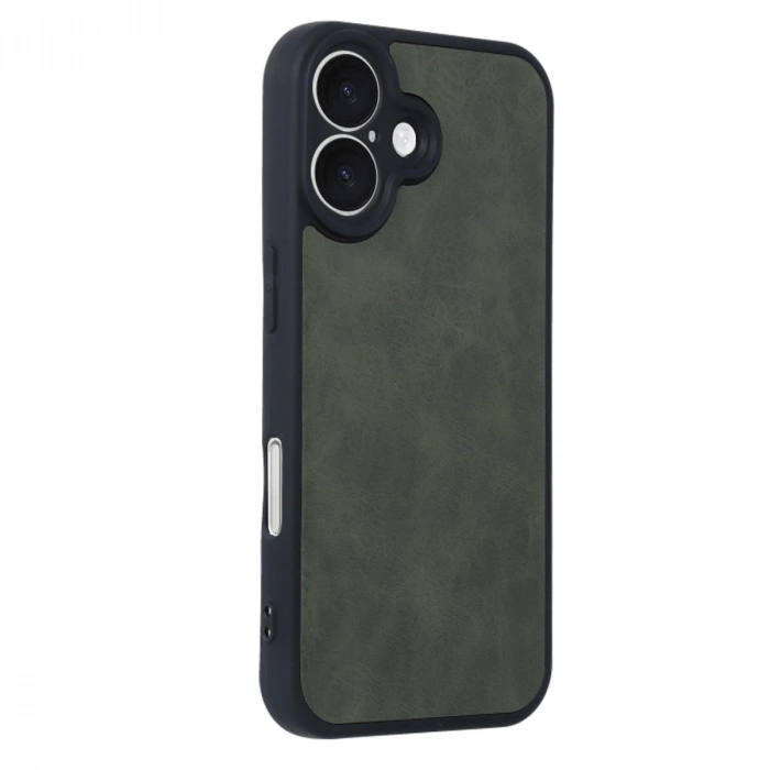 İphone 16 Kılıf Aras Deri Kapak - Koyu Yeşil