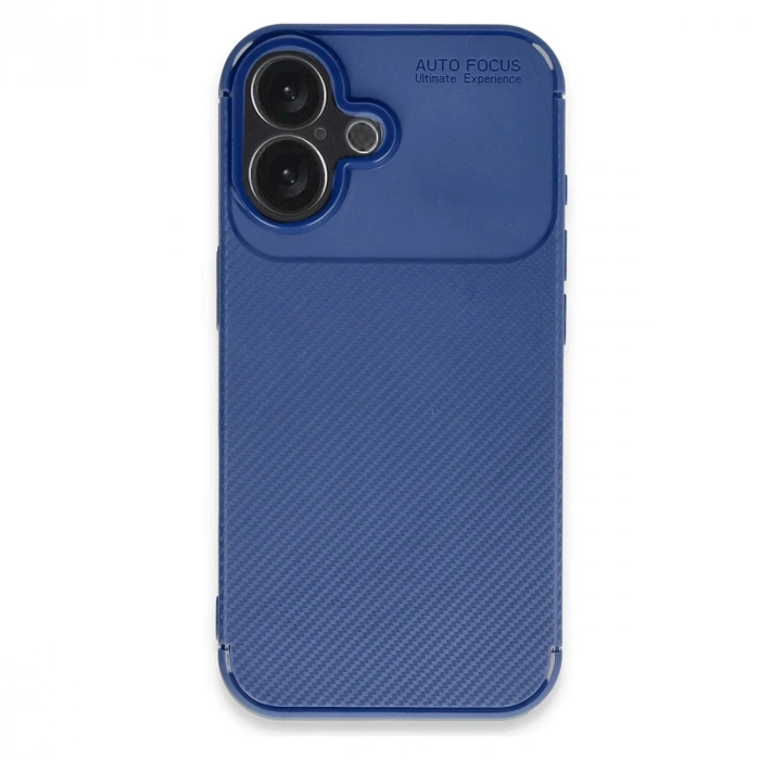 İphone 16 Kılıf Auto Focus Karbon Kapak - Lacivert