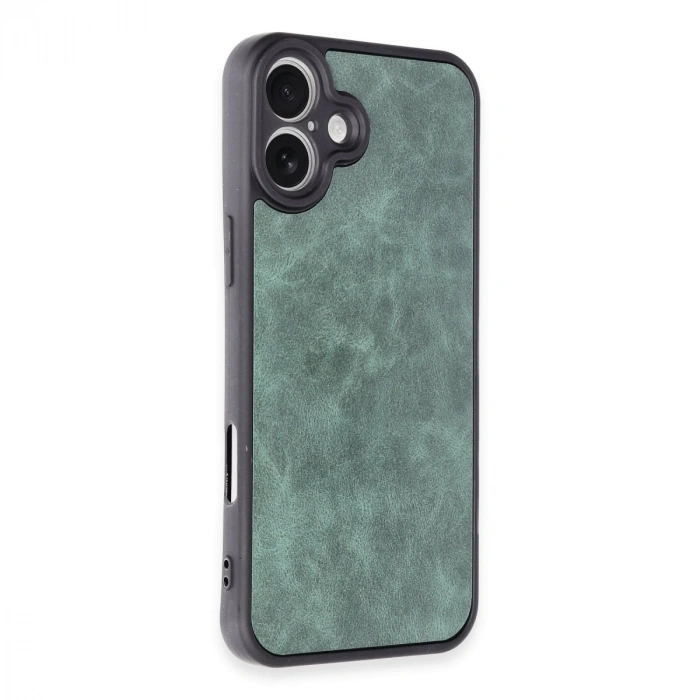 İphone 16 Plus Kılıf Aras Deri Kapak - Koyu Yeşil