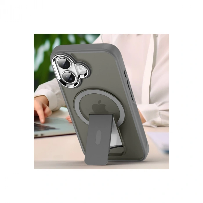 İphone 16 Plus Kılıf Tork Magsafe Standlı Kapak - Siyah