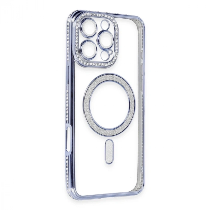 İphone 16 Pro Kılıf Joke Simli Magneticsafe Kılıf - Mavi