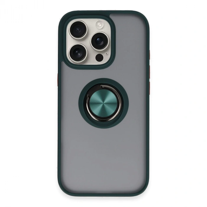 İphone 16 Pro Max Kılıf Montreal Yüzüklü Silikon Kapak - Yeşil