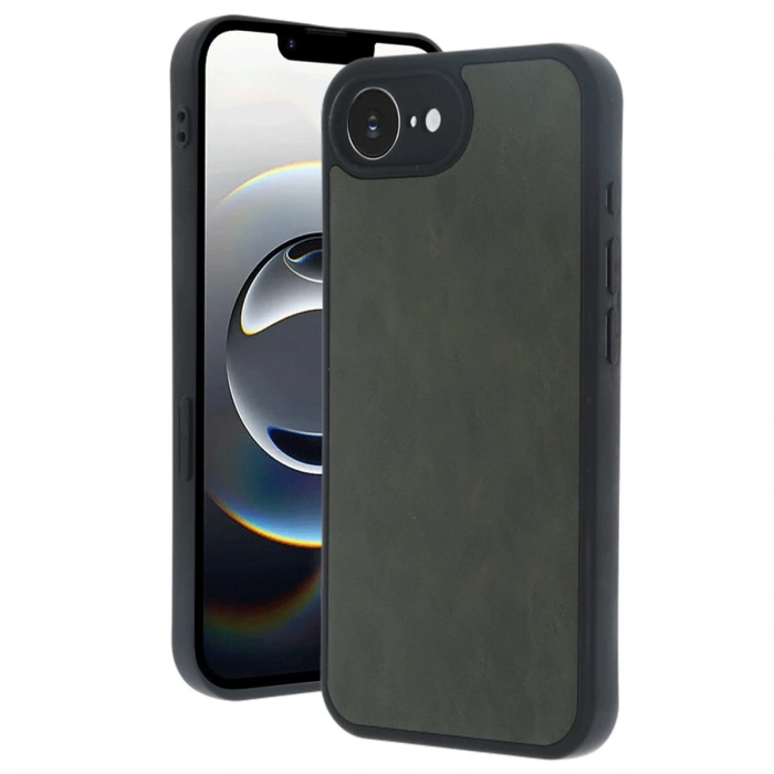 İphone 16e Kılıf Aras Deri Kapak - Koyu Yeşil