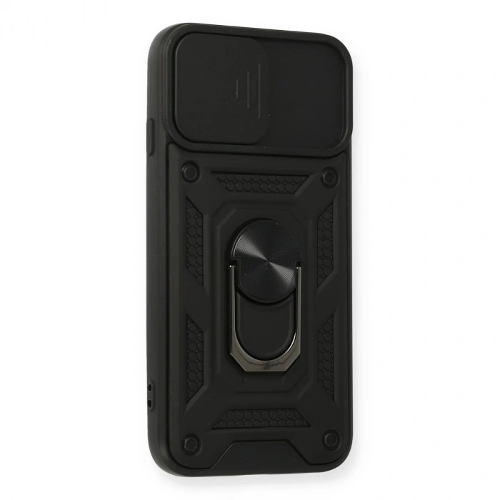 İphone 6 Kılıf Pars Lens Yüzüklü Silikon - Siyah