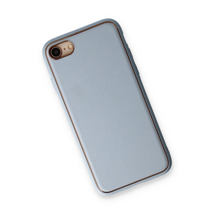 İphone 7 Kılıf Coco Deri Silikon Kapak - Açık Mavi