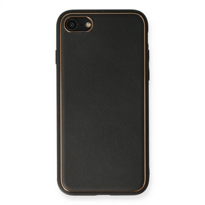 İphone 7 Kılıf Coco Deri Silikon Kapak - Siyah