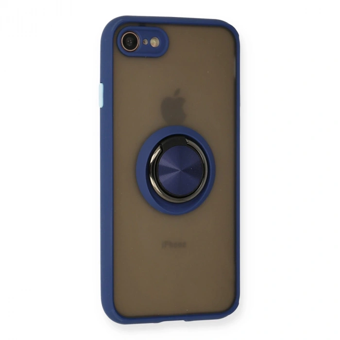 İphone 7 Kılıf Montreal Yüzüklü Silikon Kapak - Lacivert