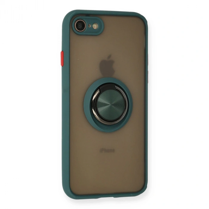 İphone 7 Kılıf Montreal Yüzüklü Silikon Kapak - Yeşil