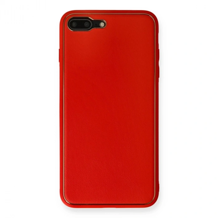 İphone 7 Plus Kılıf Coco Deri Silikon Kapak - Kırmızı