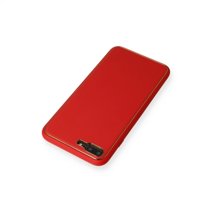 İphone 7 Plus Kılıf Coco Deri Silikon Kapak - Kırmızı