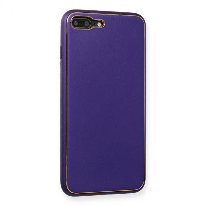 İphone 7 Plus Kılıf Coco Deri Silikon Kapak - Mor