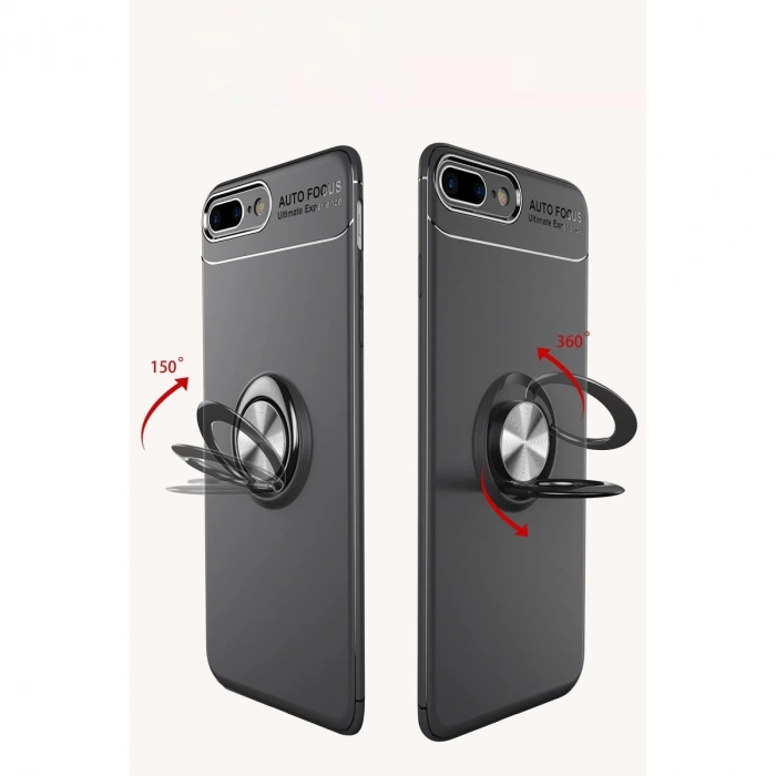 İphone 7 Plus Kılıf Range Yüzüklü Silikon - Kırmızı