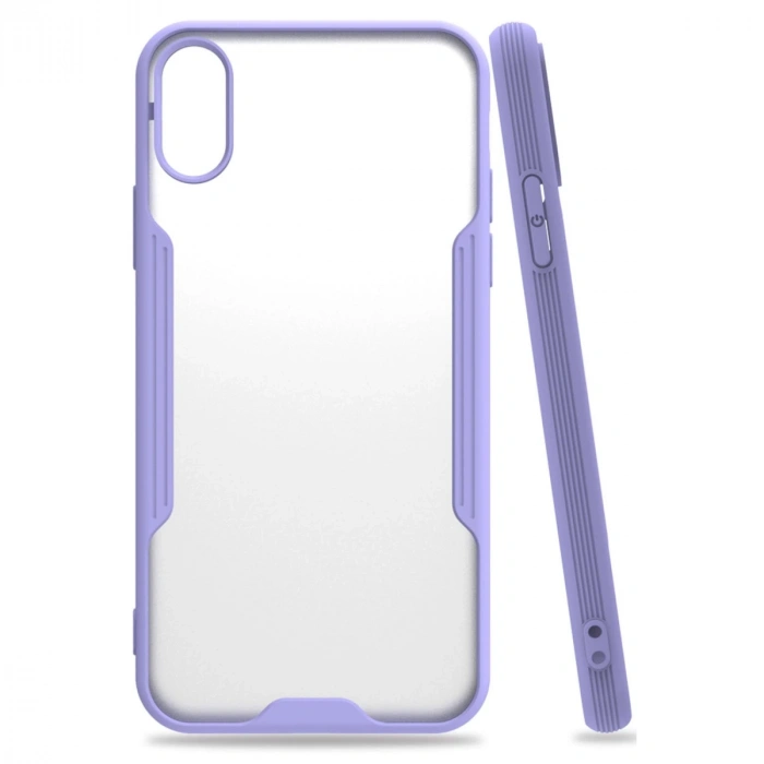 İphone X Kılıf Platin Silikon - Lila