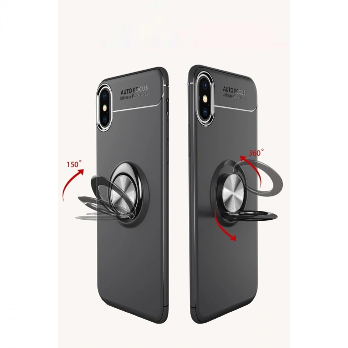 İphone Xs Kılıf Range Yüzüklü Silikon - Kırmızı