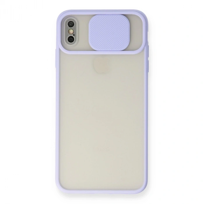 İphone Xs Max Kılıf Palm Buzlu Kamera Sürgülü Silikon - Lila