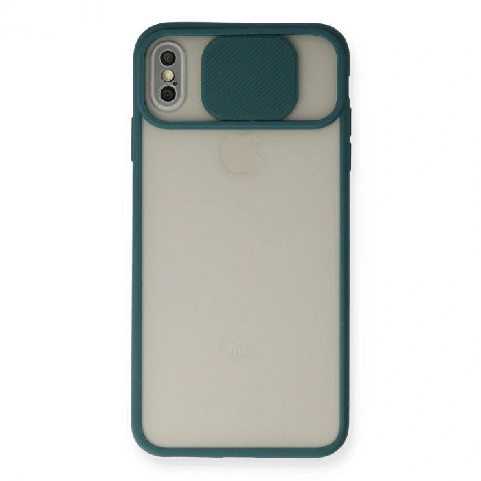 İphone Xs Max Kılıf Palm Buzlu Kamera Sürgülü Silikon - Yeşil