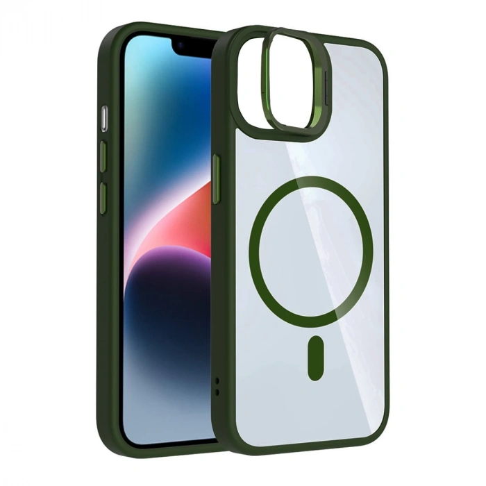 Joko Apple İphone 11 Remim Lensli Magsafe Standlı Kapak - Koyu Yeşil