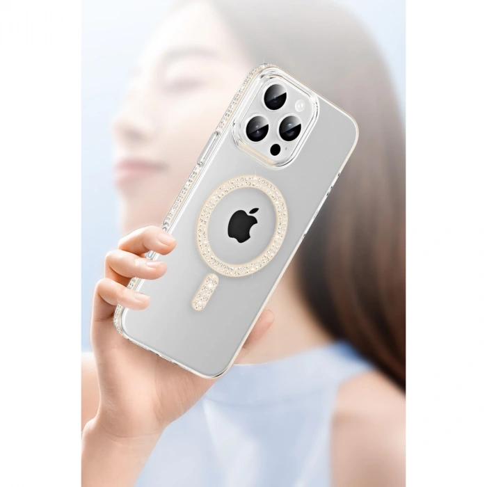 Joko Apple İphone 14 Pro Max Move Taşlı Magsafe Kapak - Gümüş