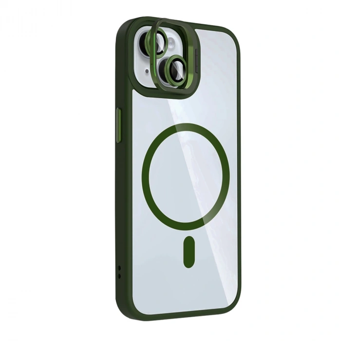 Joko Apple İphone 14 Remim Lensli Magsafe Standlı Kapak - Koyu Yeşil