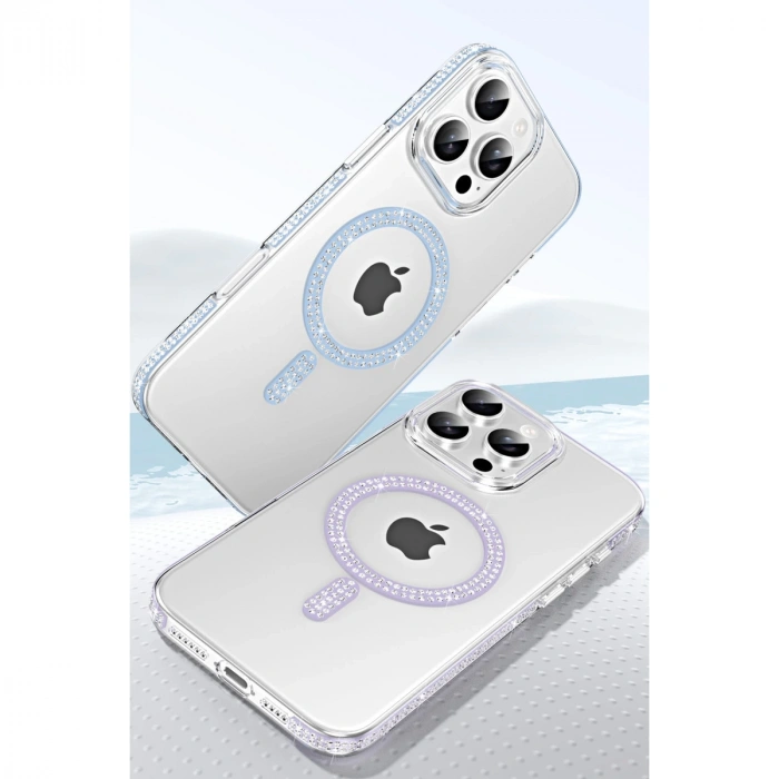 Joko Apple İphone 16 Pro Max Move Taşlı Magsafe Kapak - Gümüş
