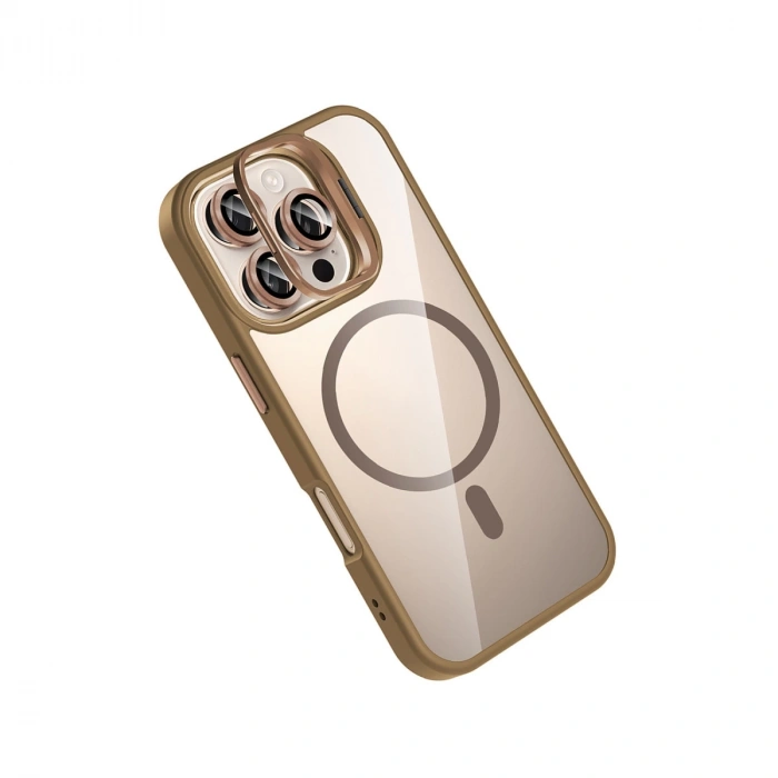 Joko Apple İphone 16 Pro Max Remim Lensli Magsafe Standlı Kapak - Kahverengi