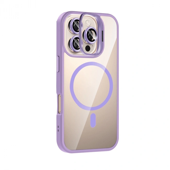 Joko Apple İphone 16 Pro Remim Lensli Magsafe Standlı Kapak - Lila