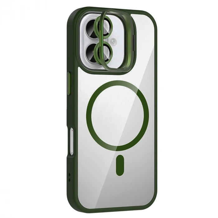 Joko Apple İphone 16 Remim Lensli Magsafe Standlı Kapak - Koyu Yeşil