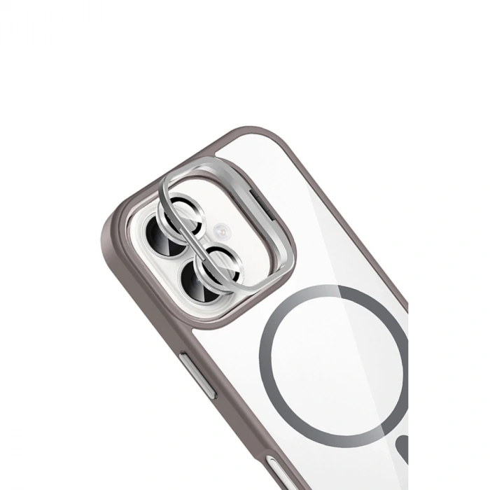 Joko Apple İphone 16 Remim Lensli Magsafe Standlı Kapak - Titan Gri